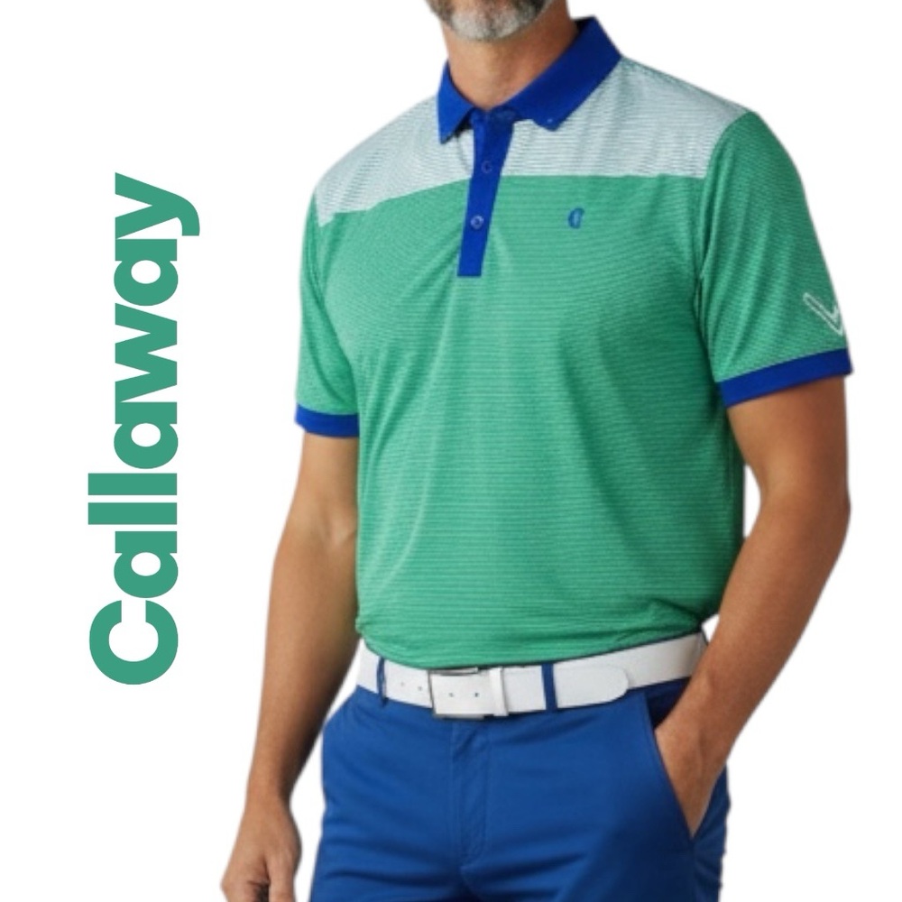 Callaway Golf Polo Shirt Opti Dri Moisture Multicolor Striped